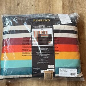 Pendleton Striped Packable Blanket with Multicolor Design